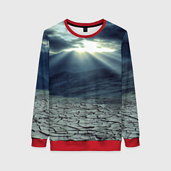Свитшот женский Трещины на земле пустыня, цвет: 3D-красный