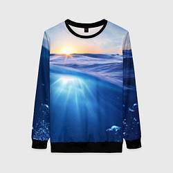 Свитшот женский Грань между небом и водой, цвет: 3D-черный