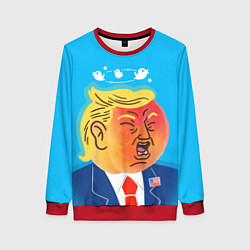 Свитшот женский Дональд Трамп и Твиттер, цвет: 3D-красный