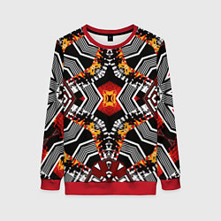 Женский свитшот Арабский орнамент в красно -желто-черных тонах
