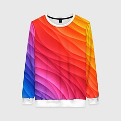 Свитшот женский Разноцветные цифровые волны, цвет: 3D-белый