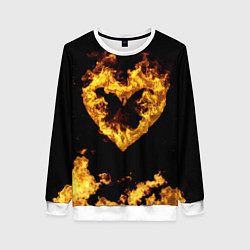 Свитшот женский Fire Heart, цвет: 3D-белый