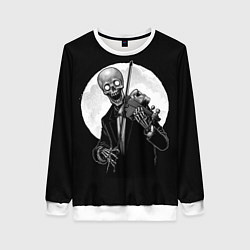 Женский свитшот Скелет скрипач под полной луной