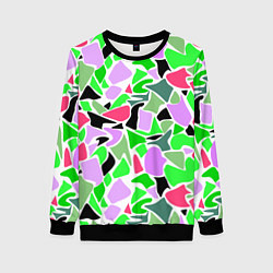 Свитшот женский Abstract pattern green pink spots, цвет: 3D-черный