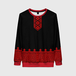 Свитшот женский Черная славянская рубаха, цвет: 3D-красный