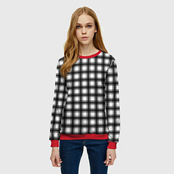 Свитшот женский Black and white trendy checkered pattern, цвет: 3D-красный — фото 2