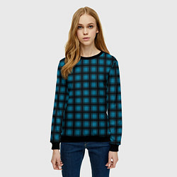 Свитшот женский Black and blue plaid, цвет: 3D-черный — фото 2