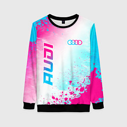 Женский свитшот Audi neon gradient style: символ и надпись вертика