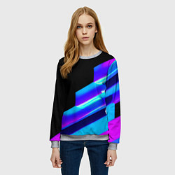 Свитшот женский Яркие неоновые линии, цвет: 3D-меланж — фото 2