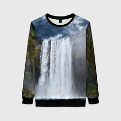 Свитшот женский Водопад Скогафосс, цвет: 3D-черный