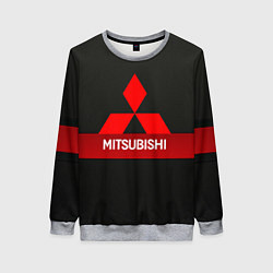 Свитшот женский Mitsubishi - логотип - красная полоса, цвет: 3D-меланж