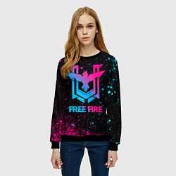 Свитшот женский Free Fire - neon gradient, цвет: 3D-черный — фото 2