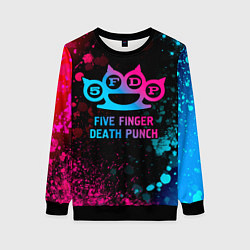 Свитшот женский Five Finger Death Punch - neon gradient, цвет: 3D-черный