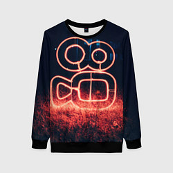 Свитшот женский Неоновая камера во тьме, цвет: 3D-черный