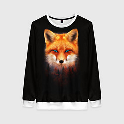 Свитшот женский Лиса над лесом, цвет: 3D-белый
