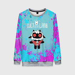 Свитшот женский Овечка арт - Cult of the lamb, цвет: 3D-меланж
