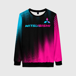 Женский свитшот Mitsubishi - neon gradient: символ сверху