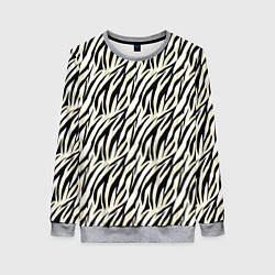 Женский свитшот Тигровый полосатый узор-черные, бежевые полосы на