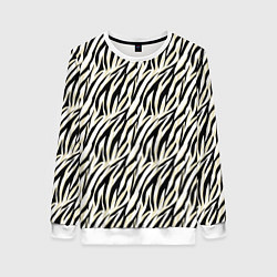 Женский свитшот Тигровый полосатый узор-черные, бежевые полосы на