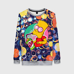 Свитшот женский Bart Simpson пьёт лимонад, цвет: 3D-меланж