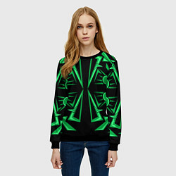 Свитшот женский Геометрический узор зеленый geometric, цвет: 3D-черный — фото 2