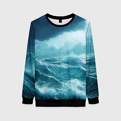 Свитшот женский Буря в море, цвет: 3D-черный