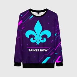 Женский свитшот Символ Saints Row в неоновых цветах на темном фоне