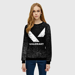 Свитшот женский Valorant с потертостями на темном фоне, цвет: 3D-черный — фото 2