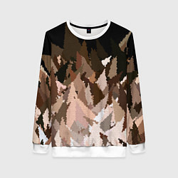 Свитшот женский Abstract mosaic pattern brown and black, цвет: 3D-белый