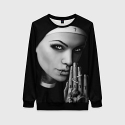 Женский свитшот Готическая монашка с татуировкой Страсть