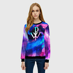 Свитшот женский Powerwolf неоновый космос, цвет: 3D-черный — фото 2