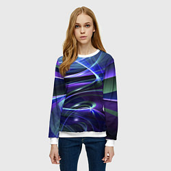 Свитшот женский Абстрактные цветные полосы, цвет: 3D-белый — фото 2