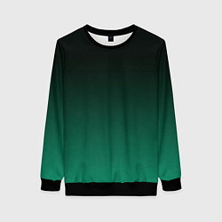 Женский свитшот Черный и бирюзово - зеленый, текстурированный под