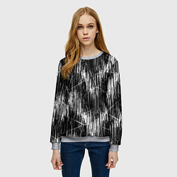 Свитшот женский Черно-белые штрихи, зигзаг, цвет: 3D-меланж — фото 2