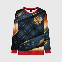 Свитшот женский Золотой герб России на объемном фоне, цвет: 3D-красный