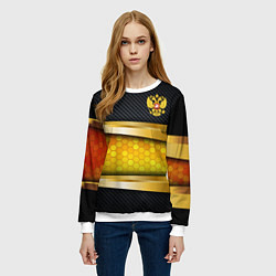 Свитшот женский Black & gold - герб России, цвет: 3D-белый — фото 2