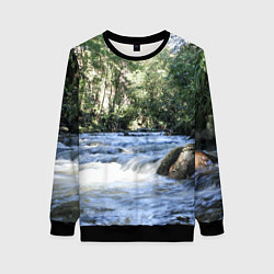 Свитшот женский Течёт река в лесу, цвет: 3D-черный