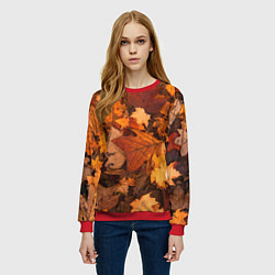 Свитшот женский Опавшие листья, цвет: 3D-красный — фото 2