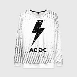 Свитшот женский AC DC с потертостями на светлом фоне, цвет: 3D-белый