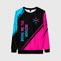 Свитшот женский Bring Me the Horizon - neon gradient: надпись, сим, цвет: 3D-черный