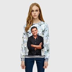 Свитшот женский Шатунов на фоне роз, цвет: 3D-меланж — фото 2