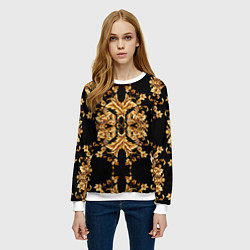 Свитшот женский Золотая гжель модные цветы, цвет: 3D-белый — фото 2