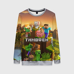 Свитшот женский Тимофей Minecraft, цвет: 3D-меланж