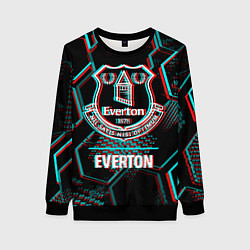 Женский свитшот Everton FC в стиле glitch на темном фоне
