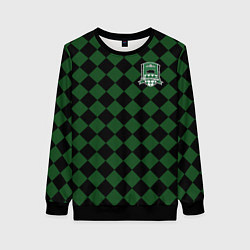 Женский свитшот Краснодар черно-зеленая клетка