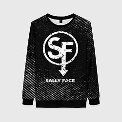 Женский свитшот Sally Face с потертостями на темном фоне