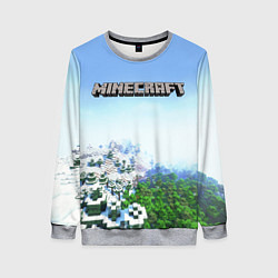 Свитшот женский Зимний пейзаж - Майнкрафт, цвет: 3D-меланж