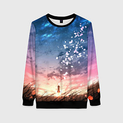 Женский свитшот Листья сакуры в поле