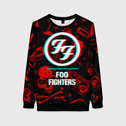 Свитшот женский Foo Fighters rock glitch, цвет: 3D-черный