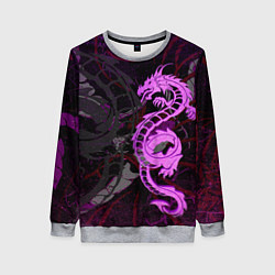 Свитшот женский Неоновый дракон purple dragon, цвет: 3D-меланж